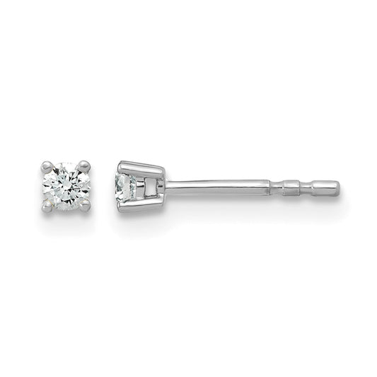14k White Gold 1/10 ctw Lab Grown Diamond VS/SI+ G+ Round 4 Prong Heavy Wt. Stud Earrings