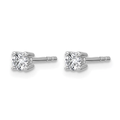 14k White Gold 1/4 ctw Lab Grown Diamond VS/SI+ G+ Round 4 Prong Heavy Wt. Stud Earrings