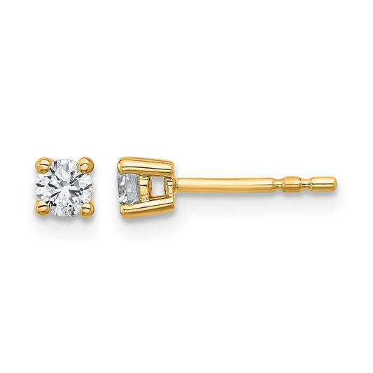 14k Yellow Gold 1/4 Ct. Certified Lab Grown Diamond VS/SI+ G+ Round Four Prong Stud Post Earrings