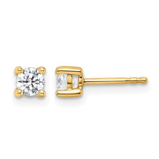 14K Yellow Gold 1/2 Ctw Lab Grown Diamond Vs+ F+ Round 4 Prong Heavy Wt. Stud Earrings