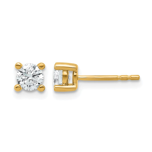 14K Yellow Gold 2/3 Ctw Lab Grown Diamond Vs+ F+ Round 4 Prong Heavy Wt. Stud Earrings