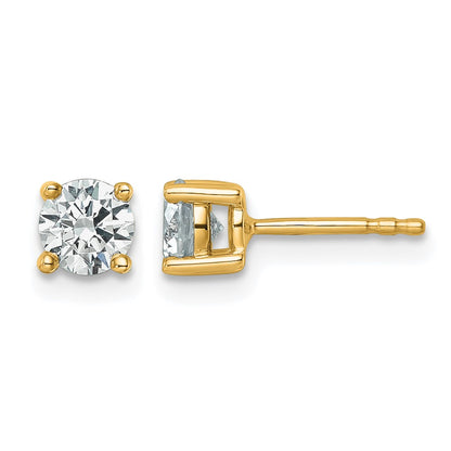 14K Yellow Gold 3/4 Ctw Certified Lab Grown Diamond Vs+ F+ Round 4 Prong Heavy Wt. Stud Earrings