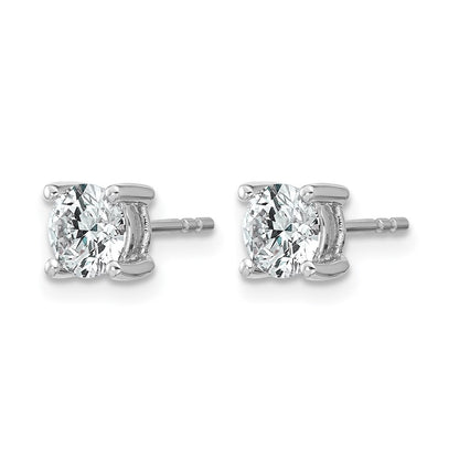 14k White Gold 1 ctw Lab Grown Diamond VS/SI+ G+ Round 4 Prong Heavy Wt. Stud Earrings