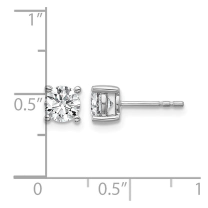 14k White Gold 1 ctw Lab Grown Diamond VS/SI+ G+ Round 4 Prong Heavy Wt. Stud Earrings