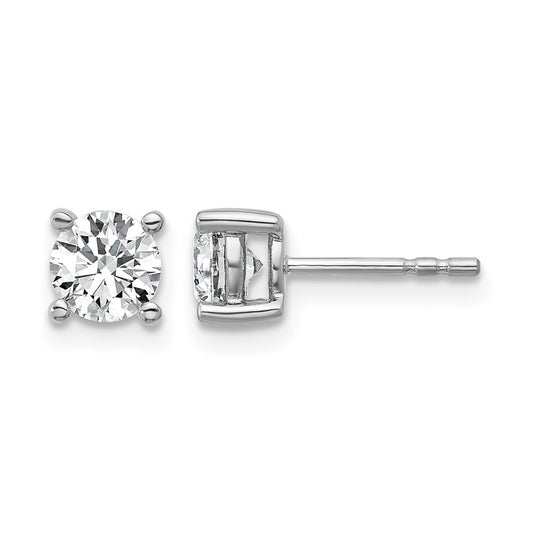 14k White Gold 1 ctw Lab Grown Diamond VS/SI+ G+ Round 4 Prong Heavy Wt. Stud Earrings