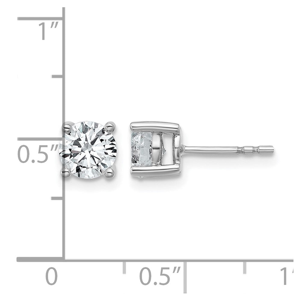 14k White Gold 1 1/2 ctw Certified Lab Grown Diamond VS/SI+ G+ Round 4 Prong Heavy Wt. Stud Earrings