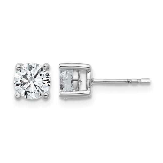 14K White Gold 1 3/4 Ctw Lab Grown Diamond Vs+ F+ Round 4 Prong Heavy Wt. Stud Earrings