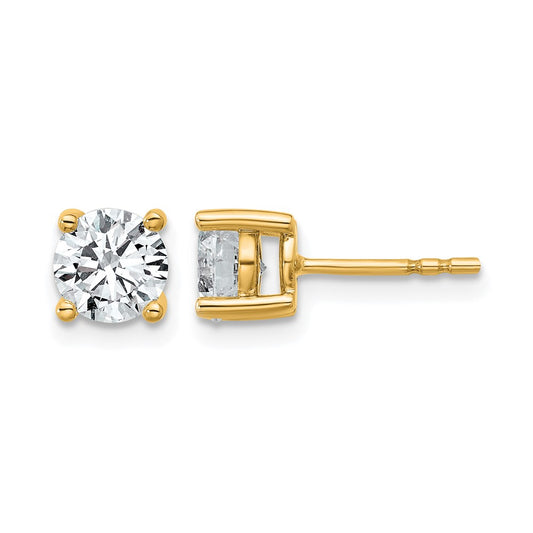14K Yellow Gold 1 1/2 Ctw Certified Lab Grown Diamond Vs+ F+ Round 4 Prong Heavy Wt. Stud Earrings
