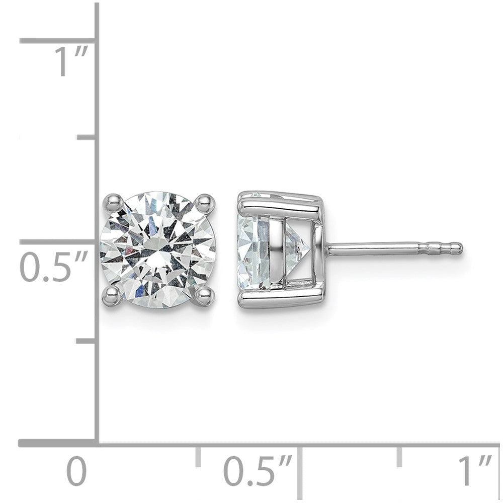 14K White Gold 3 Ctw Lab Grown Diamond Vs+ F+ Round 4 Prong Heavy Wt. Stud Earrings