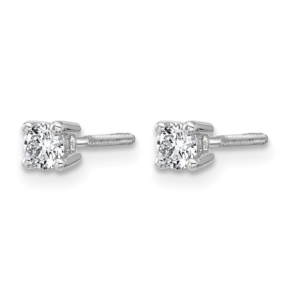 14k White Gold 1/4 ctw Certified Lab Grown Diamond VS/SI+ G+ Round 4 Prong Heavy Wt. Screwback Stud Earrings