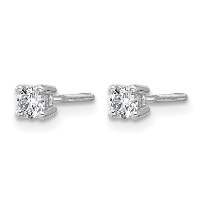14k White Gold 1/4 ctw Certified Lab Grown Diamond VS/SI+ G+ Round 4 Prong Heavy Wt. Screwback Stud Earrings