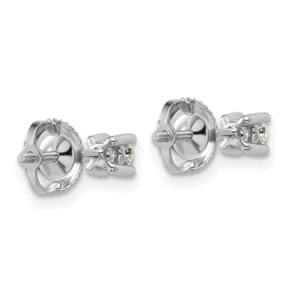 14k White Gold 1/4 ctw Certified Lab Grown Diamond VS/SI+ G+ Round 4 Prong Heavy Wt. Screwback Stud Earrings