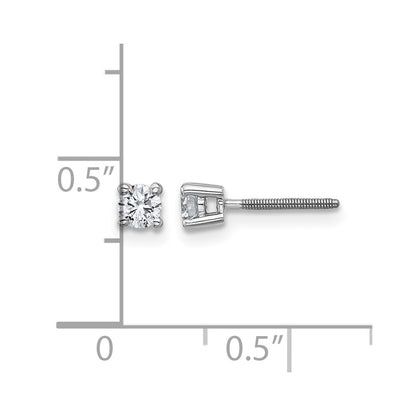 14k White Gold 1/4 ctw Certified Lab Grown Diamond VS/SI+ G+ Round 4 Prong Heavy Wt. Screwback Stud Earrings