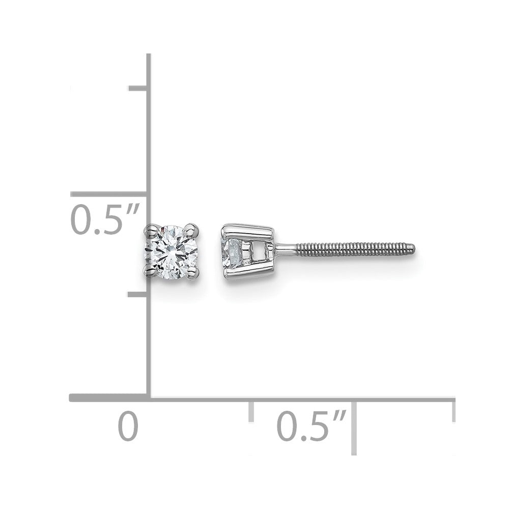 14k White Gold 1/4 ctw Lab Grown Diamond VS/SI+ G+ Round 4 Prong Heavy Wt. Screwback Stud Earrings