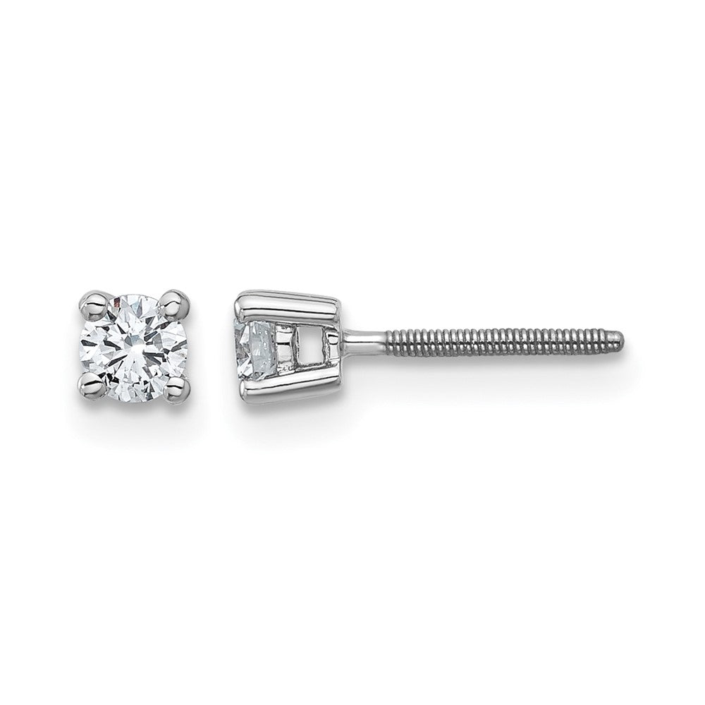 14k White Gold 1/4 ctw Lab Grown Diamond VS/SI+ G+ Round 4 Prong Heavy Wt. Screwback Stud Earrings