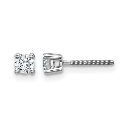 14k White Gold 1/4 ctw Lab Grown Diamond VS/SI+ G+ Round 4 Prong Heavy Wt. Screwback Stud Earrings