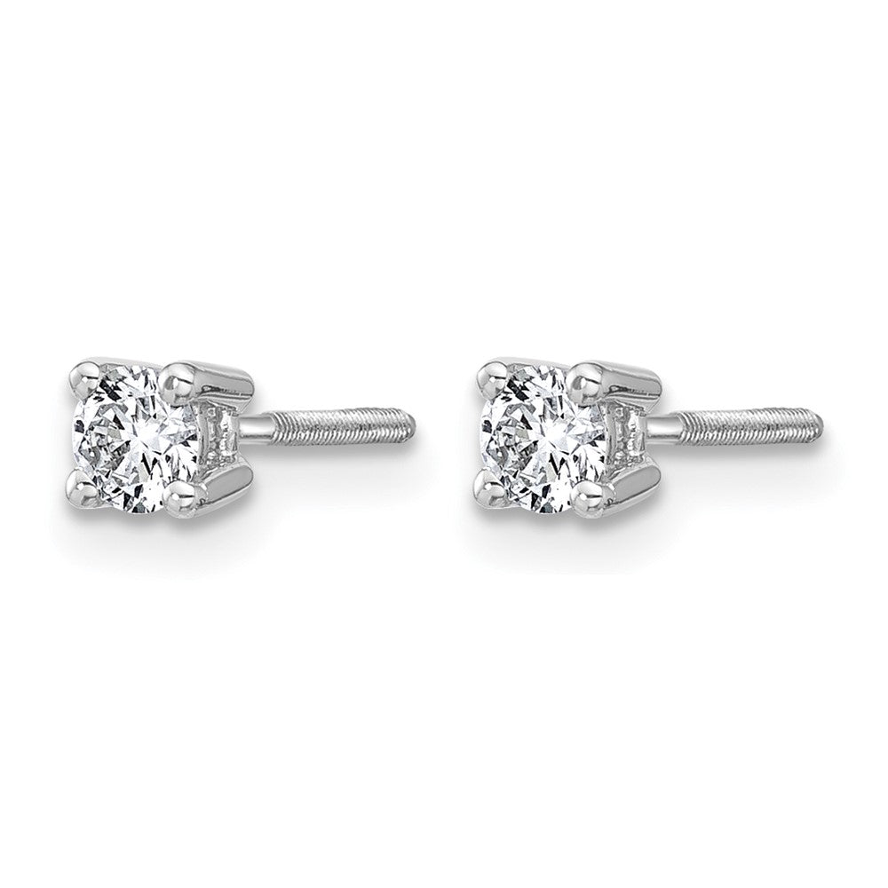 14k White Gold 1/3 ctw Lab Grown Diamond VS/SI+ G+ Round 4 Prong Heavy Wt. Screwback Stud Earrings