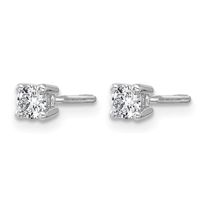 14k White Gold 1/3 ctw Lab Grown Diamond VS/SI+ G+ Round 4 Prong Heavy Wt. Screwback Stud Earrings