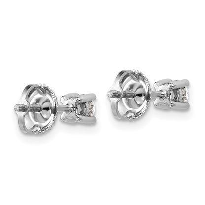 14k White Gold 1/3 ctw Lab Grown Diamond VS/SI+ G+ Round 4 Prong Heavy Wt. Screwback Stud Earrings