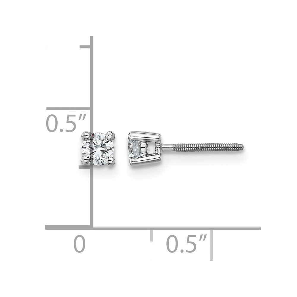 14k White Gold 1/3 ctw Lab Grown Diamond VS/SI+ G+ Round 4 Prong Heavy Wt. Screwback Stud Earrings