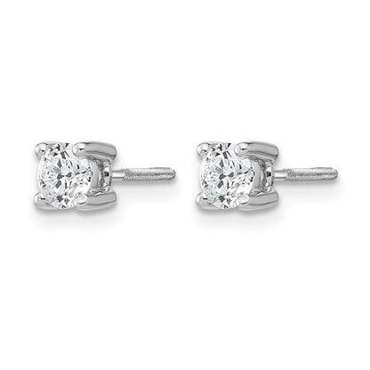 14k White Gold 1/2 ctw Certified Lab Grown Diamond VS/SI+ G+ Round 4 Prong Heavy Wt. Screwback Stud Earrings