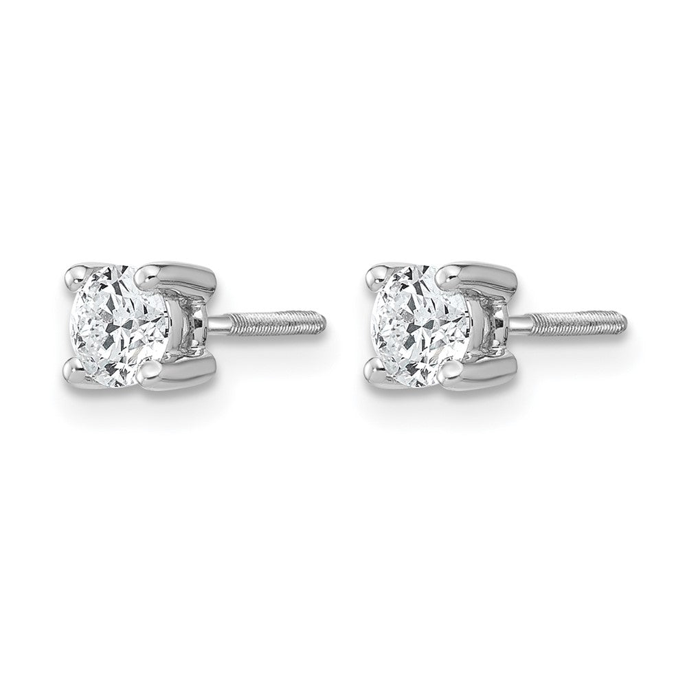 14k White Gold 1/2 ctw Lab Grown Diamond VS/SI+ G+ Round 4 Prong Heavy Wt. Screwback Stud Earrings
