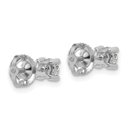14k White Gold 1/2 ctw Certified Lab Grown Diamond VS/SI+ G+ Round 4 Prong Heavy Wt. Screwback Stud Earrings