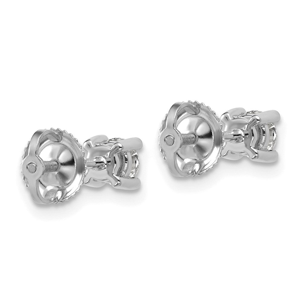 14K White Gold 1/2 Ctw Lab Grown Diamond Vs+ F+ Round 4 Prong Heavy Wt. Screwback Stud Earrings