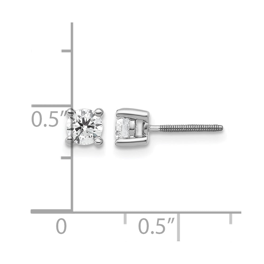 14k White Gold 1/2 ctw Lab Grown Diamond VS/SI+ G+ Round 4 Prong Heavy Wt. Screwback Stud Earrings