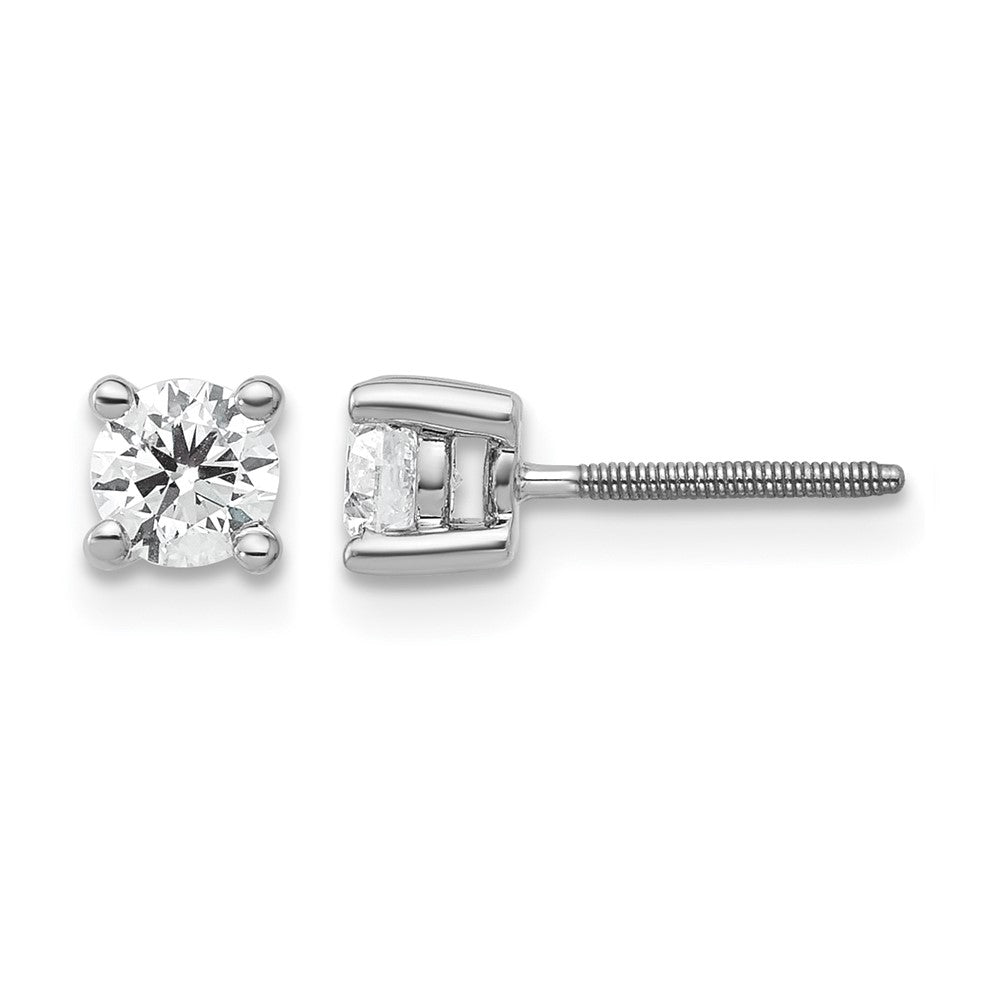 14k White Gold 1/2 ctw Certified Lab Grown Diamond VS/SI+ G+ Round 4 Prong Heavy Wt. Screwback Stud Earrings