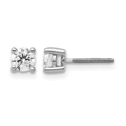 14k White Gold 1/2 ctw Certified Lab Grown Diamond VS/SI+ G+ Round 4 Prong Heavy Wt. Screwback Stud Earrings