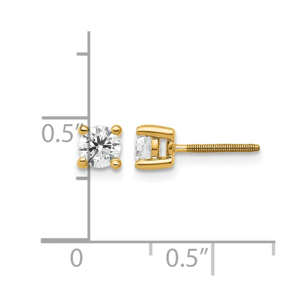 14K Yellow Gold 1/2 Ctw Lab Grown Diamond Vs+ F+ Round 4 Prong Heavy Wt. Screwback Stud Earrings