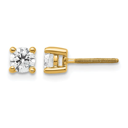 14K Yellow Gold 1/2 Ctw Lab Grown Diamond Vs+ F+ Round 4 Prong Heavy Wt. Screwback Stud Earrings