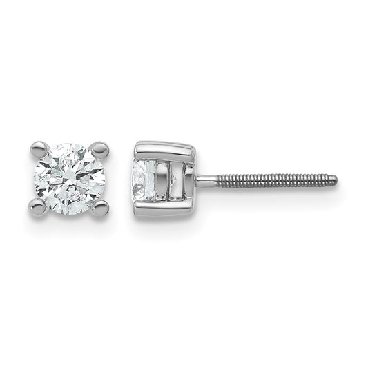 14k White Gold 2/3 ctw Certified Lab Grown Diamond VS/SI+ G+ Round 4 Prong Heavy Wt. Screwback Stud Earrings