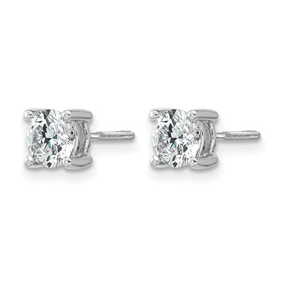 14K White Gold 1 Ctw Certified Lab Grown Diamond Vs+ F+ Round 4 Prong Heavy Wt. Screwback Stud Earrings