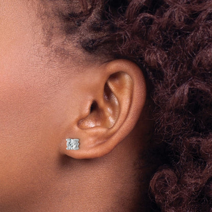 14k White Gold 1 ctw Lab Grown Diamond VS/SI+ G+ Round 4 Prong Heavy Wt. Screwback Stud Earrings