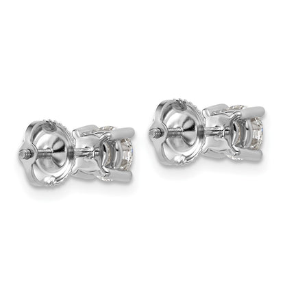 14K White Gold 1 Ctw Certified Lab Grown Diamond Vs+ F+ Round 4 Prong Heavy Wt. Screwback Stud Earrings