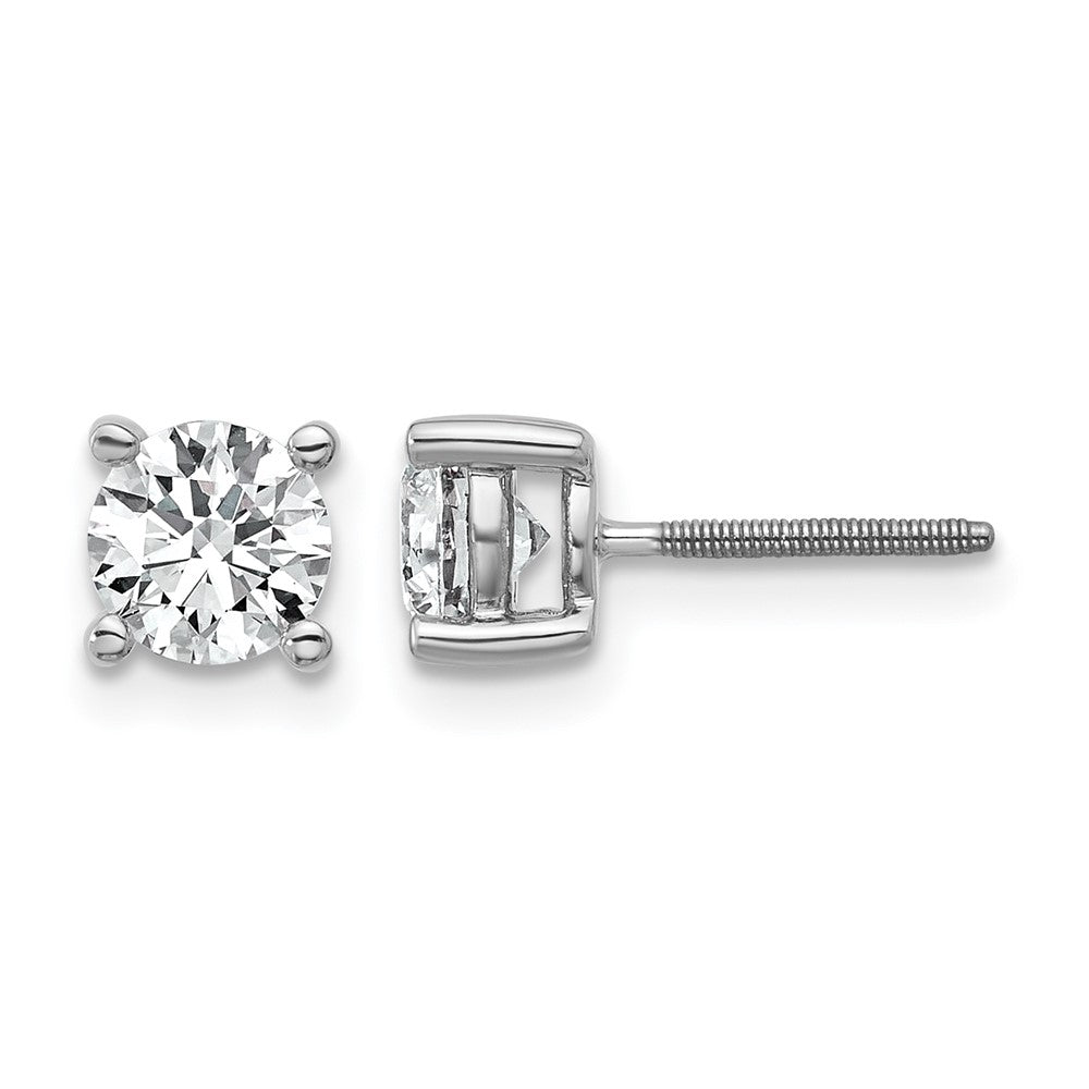 14k White Gold 1 ctw Lab Grown Diamond VS/SI+ G+ Round 4 Prong Heavy Wt. Screwback Stud Earrings