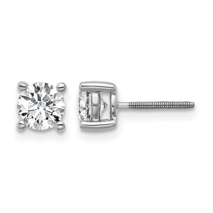 14k White Gold 1 ctw Lab Grown Diamond VS/SI+ G+ Round 4 Prong Heavy Wt. Screwback Stud Earrings