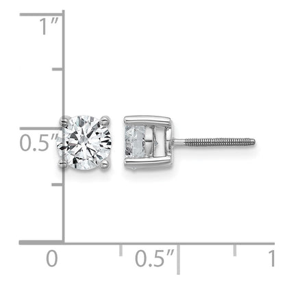 14k White Gold 1 1/2 ctw Lab Grown Diamond VS/SI+ G+ Round 4 Prong Heavy Wt. Screwback Stud Earrings