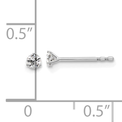 14k White Gold 1/10 ctw Lab Grown Diamond VS/SI+ G+ Round 3 Prong Heavy Wt. Stud Earrings