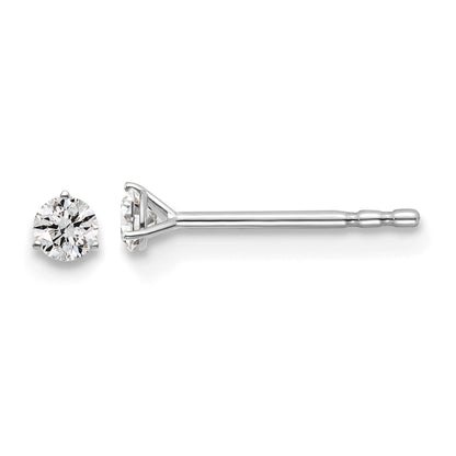 14k White Gold 1/10 ctw Lab Grown Diamond VS/SI+ G+ Round 3 Prong Heavy Wt. Stud Earrings
