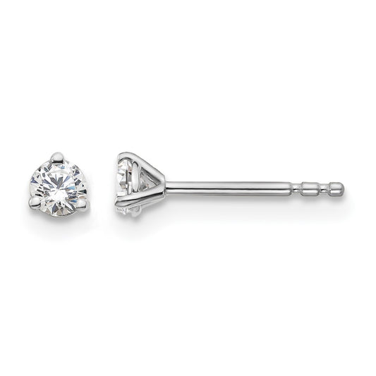 14k White Gold 1/5 ctw Certified Lab Grown Diamond VS/SI+ G+ Round 3 Prong Heavy Wt. Stud Earrings