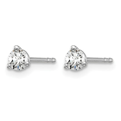 14k White Gold 1/4 ctw Certified Lab Grown Diamond VS/SI+ G+ Round 3 Prong Heavy Wt. Stud Earrings