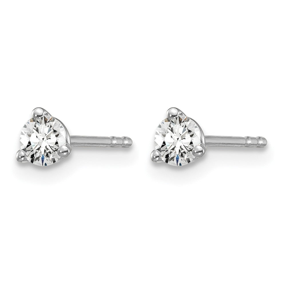 14k White Gold 1/4 ctw Certified Lab Grown Diamond VS/SI+ G+ Round 3 Prong Heavy Wt. Stud Earrings