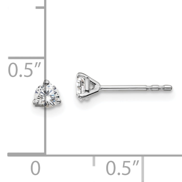 14k White Gold 1/4 ctw Certified Lab Grown Diamond VS/SI+ G+ Round 3 Prong Heavy Wt. Stud Earrings