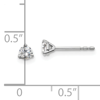 14k White Gold 1/4 ctw Certified Lab Grown Diamond VS/SI+ G+ Round 3 Prong Heavy Wt. Stud Earrings