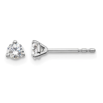 14k White Gold 1/4 ctw Certified Lab Grown Diamond VS/SI+ G+ Round 3 Prong Heavy Wt. Stud Earrings