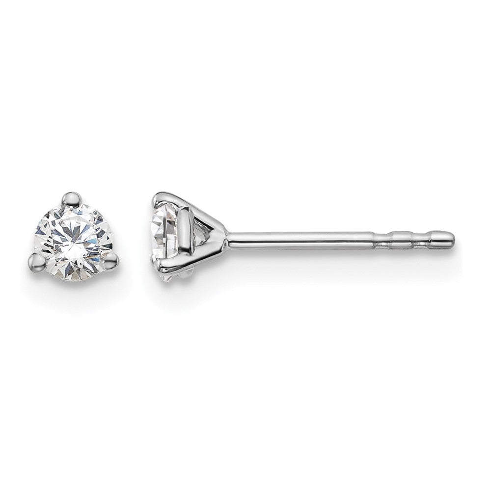 14k White Gold 1/4 ctw Certified Lab Grown Diamond VS/SI+ G+ Round 3 Prong Heavy Wt. Stud Earrings