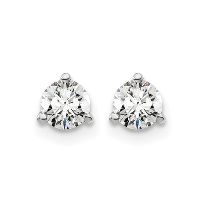 14K White Gold 1/2 Ctw Lab Grown Diamond Vs+ F+ Round 3 Prong Heavy Wt. Stud Earrings